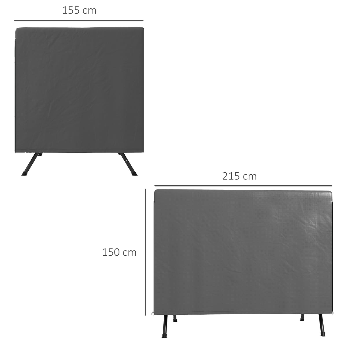 Gartenmöbelabdeckung Abdeckung Schutzhülle für Outdoor-Möbel, 215 cm x 155 cm x 150 cm, Dunkelgrau