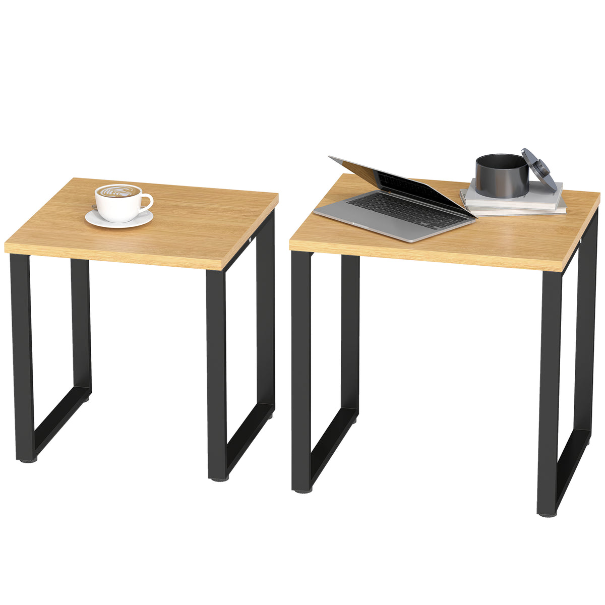 Couchtisch 2er Set Wohnzimmertisch mit Metallrahmen f¨¹r Wohnzimmer Natur