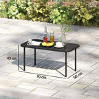 Beistelltisch Rechteckig Balkontisch aus Stahl pflegeleicht für Balkon Garten Terrasse Veranda 90x50x43 cm Schwarz