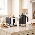 Wasserkocher- und Toaster-Set, 1,7 l 2200 W Schnellkoch-Wasserkocher mit Thermostat, 2-Scheiben-Toaster, Grau