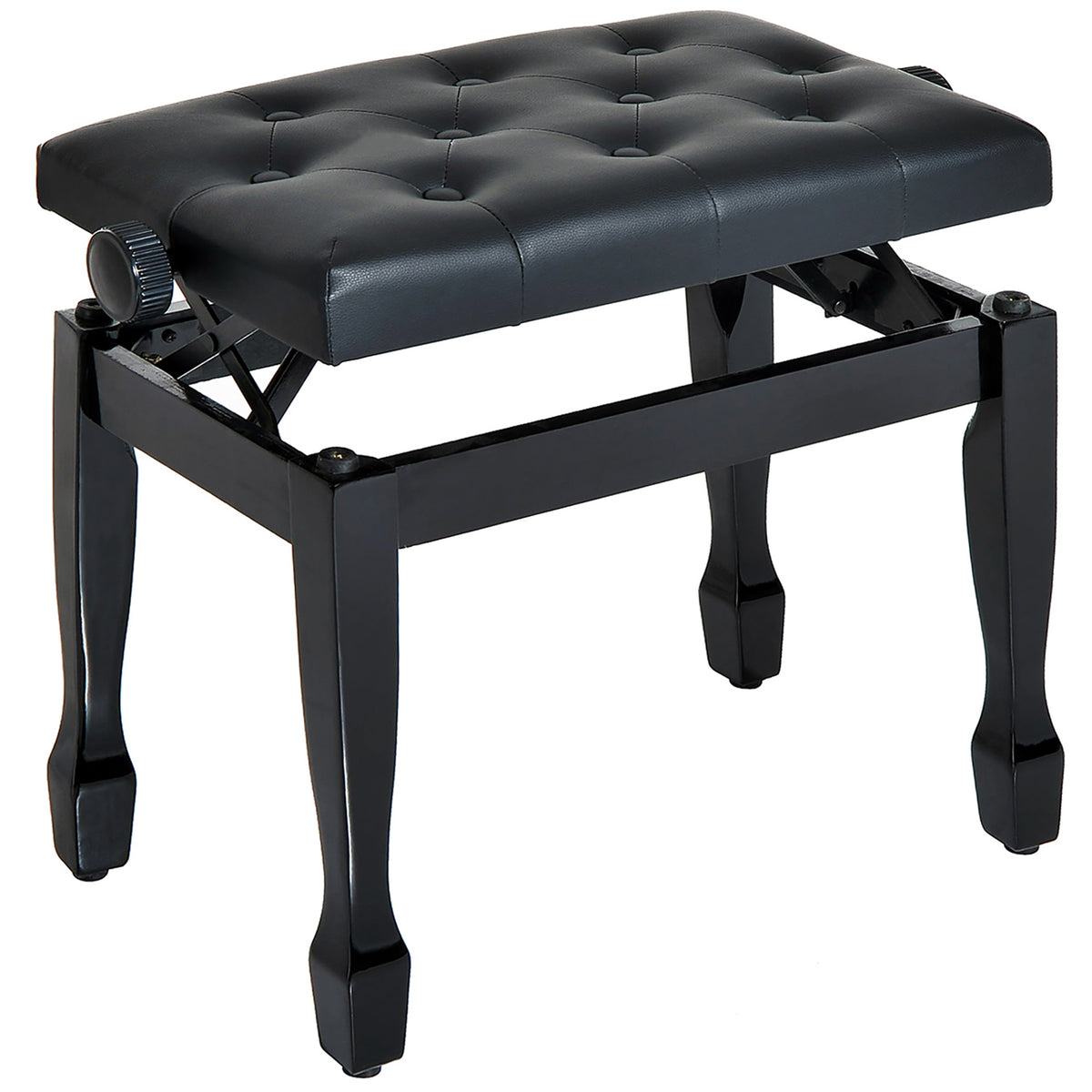 PU Leather Upholstered Piano Stool, Height Adjustable Makeup Stool Bench Dressing Table Seat, White