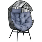 Rattansessel Outdoor-Sessel Gartensessel, PE-Rattan, 89 cm x 75 cm x 143 cm, Grau+Schwarz