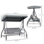 Schaukelbank, Hollywoodschaukel mit Sonnenschutz, Gartenschaukel, Verandaschaukel, 3 Sitze, Schaukelbett