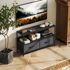 TV Stand Cabinet with 2 Foldable Drawers - Black