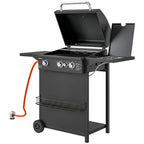 Gasgrill 9,5 KW Grillwagen inkl 4 Brenner Seitenkocher Rolle 123 x 57 x 98 cm Schwarz
