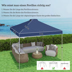Pavillon-Dach Ersatz UV50+ wasserfest mit 8 Abflusslöchern 3 x 3 m, Blau