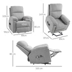 Massagesessel Aufstehhilfe Seniorensessel, 8 Massagepunkte, 2 Seitentaschen, Fernbedienung, 89cm x 99cm x 103cm, Grau
