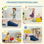 8-Piece Foam Play Blocks for Kids, Soft Motor Skill Blocks with Washable Velvet Covers, Indoor Climbing Set, Multicolor