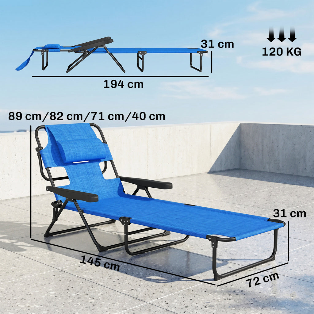 Sonnenliege Gartenliegen Relaxliege, klappbar, wetterbest?ndig, 194 cm x 72 cm x 31 cm, Schwarz + Dunkelblau