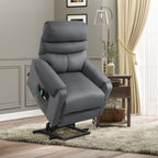 Fernsehsessel mit Aufstehhilfe Elektrisch, Massagesessel mit Liegefunktion und W?rmefunktion, Relaxsessel mit Fernbedienung und Seitentasche Verstellbar Polyester-Gewebe Dunkelgrau