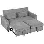 2-Sitzer-Schlafsofa, 4-in-1 L-förmiges Ausziehsofa mit verstellbarer Rückenlehne und Seitentaschen, Grau