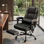 Bürostuhl Ergonomisch mit Massagefunktion Schreibtischstuhl mit Fußstütze, Hoher Rückenlehne, Lendenstütze Schwarz