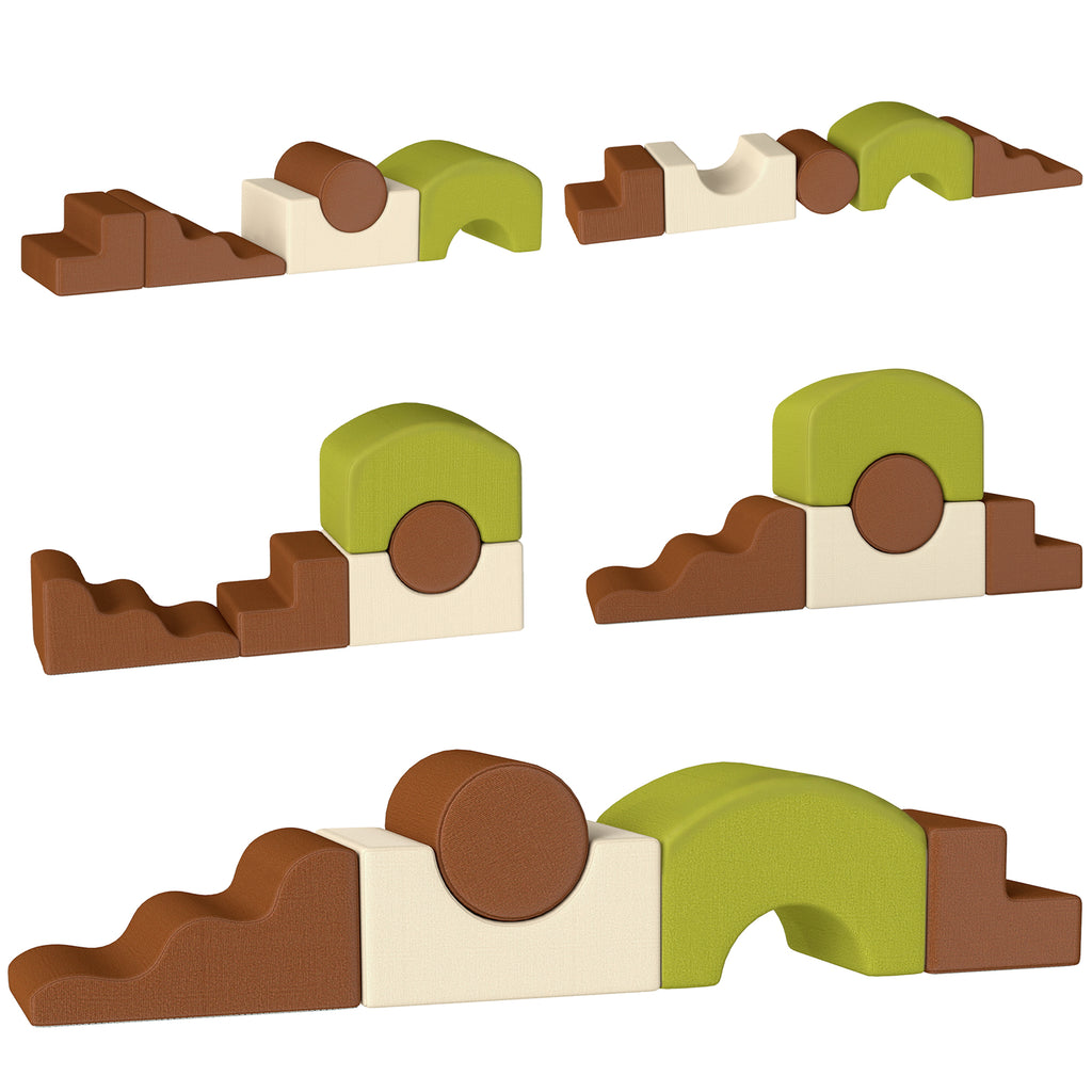 Toddlers Climbing Toys, 5-Piece Foam Climbing Blocks with Non-Slip Bottom, Washable Cover for Crawling or Building