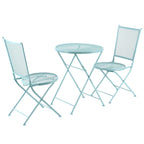  Garten Sitzgruppe für 2 Personen Bistro-Set Garnitur 1 Tisch+2 faltbare Stühle für Terrasse Balkon Metall Blau