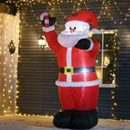 Aufblasbar Weihnachtsdeko, 2,4 m Weihnachtsmann mit LED-Beleuchtung, Zuckerstange