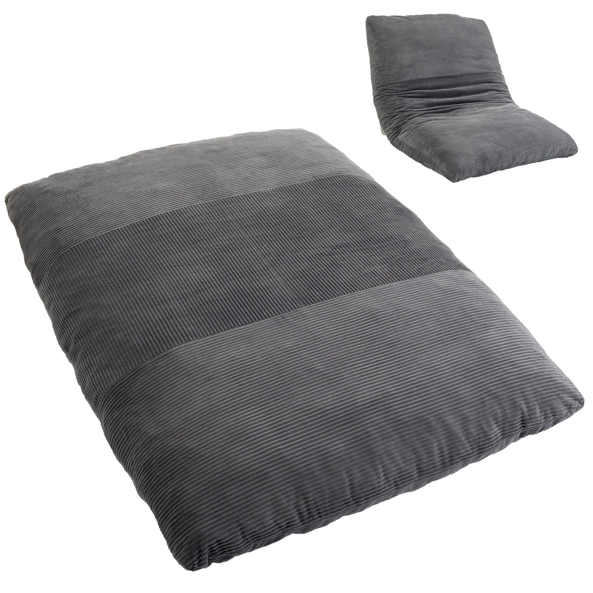 2-in-1 Bodensessel aus Cord, klappbares Bodensofa zum Lesen, Gaming & Meditieren, Schlafsofa für Schlafzimmer