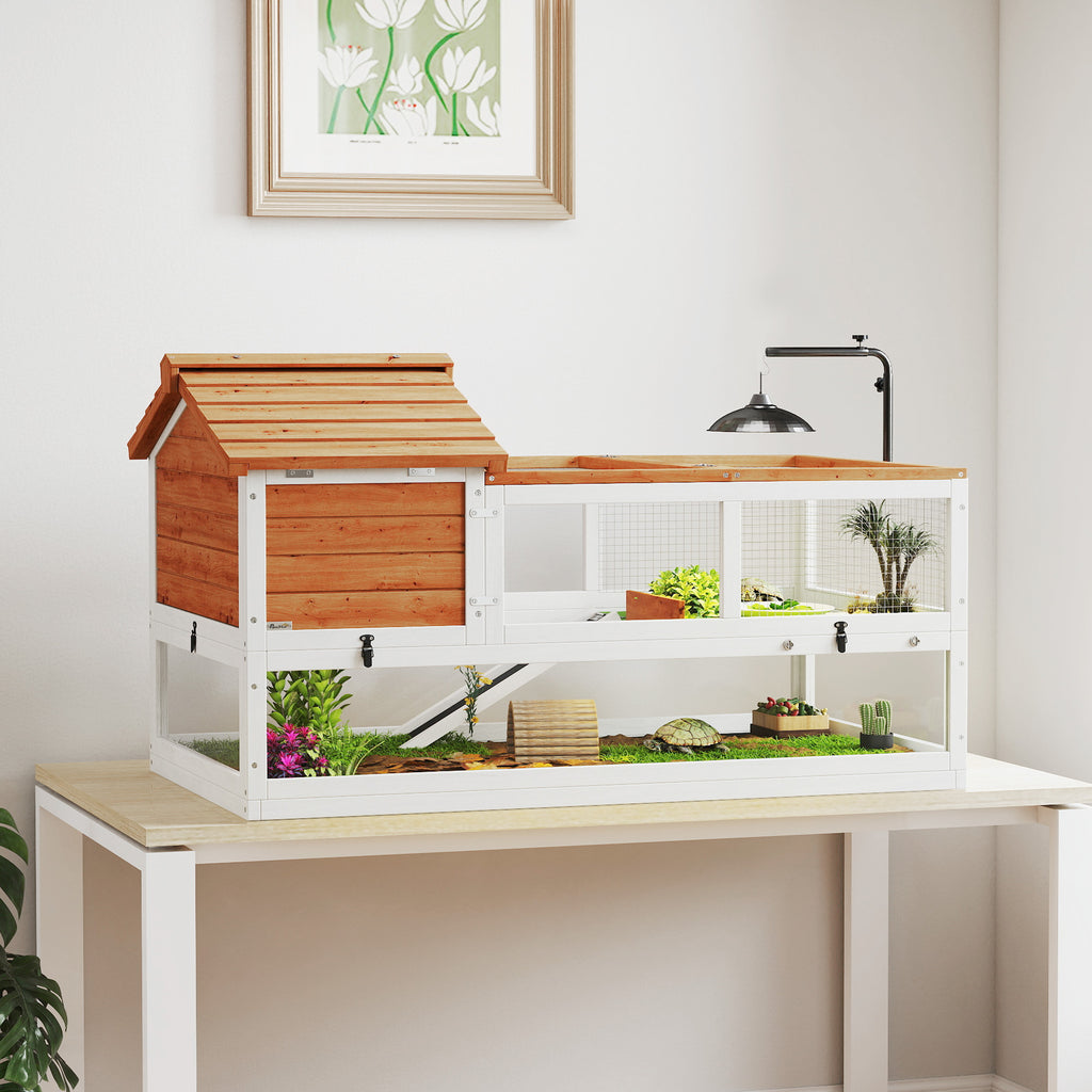 Schildkr?tenhaus, 2-Ebenen-Gehege, Lampenhalter, Kleintierk?fig, Orange