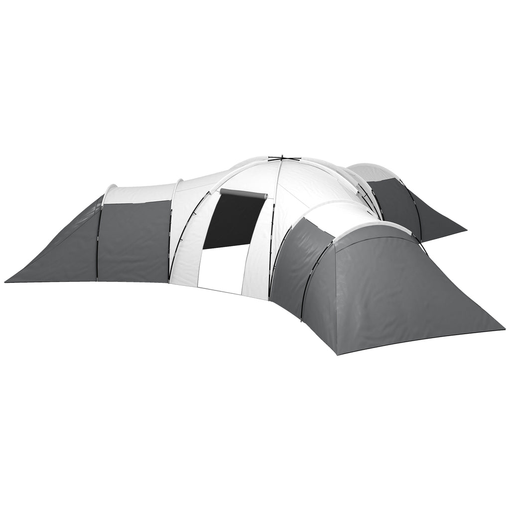 6-9 Man Tent with Bedrooms and Living Room, Accessories Included, Dark Grey