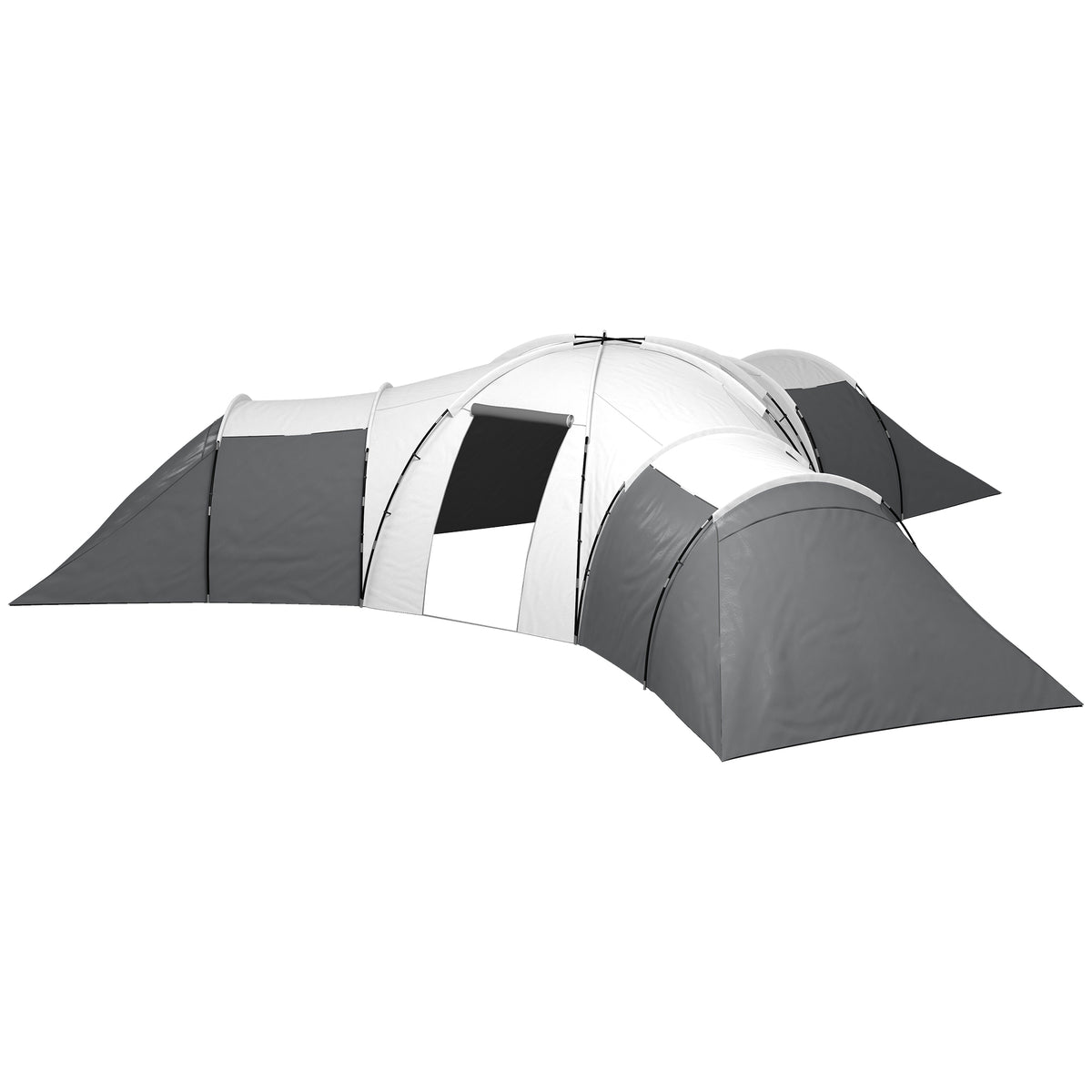 6-9 Man Tent with Bedrooms and Living Room, Accessories Included, Dark Grey