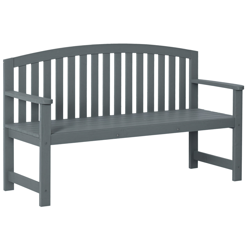2-Sitzer Gartenbank Holz, wetterfest Sitzbank, Gartenmöbel mit Rückenlehnen, 240 kg belastbar 143 x 51 x 85 cm, Grau