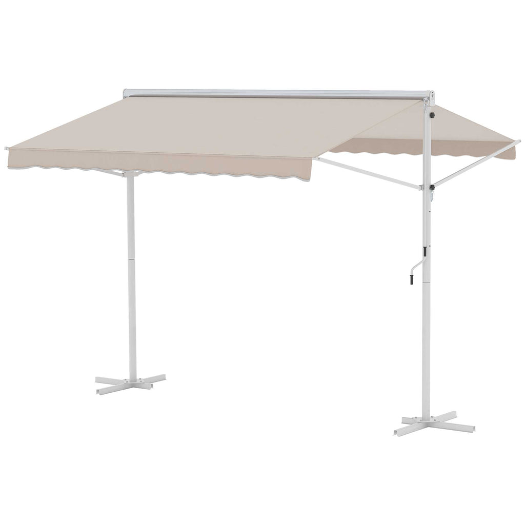  Standmarkise Gartenmarkise Markise mit Faltarm Kurbel Terrasse Cremeweiß 3x3m