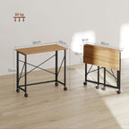 Klappbarer Schreibtisch mit R?dern, platzsparend, Stahl, MDF, Eiche