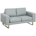 2-Sitzer-Sofa, Couch mit Vollholzrahmen, Metallbeine, schlichtes Design, Hellgrau