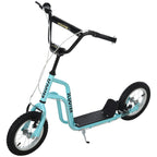 Kinderroller Scooter Tretroller mit verstellbarem Lenker, großen Rädern und Handbremse Kickscooter 12 Zoll Cityroller für Jungen und Mädchen ab 5 Jahre Metall Blau