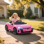 Kinder-Elektroauto mit Fernbedienung, Sicherheitsgurt, Hupe, Musik, Scheinwerfer, bis 5 km/h, 3-5 Jahre, Rosa