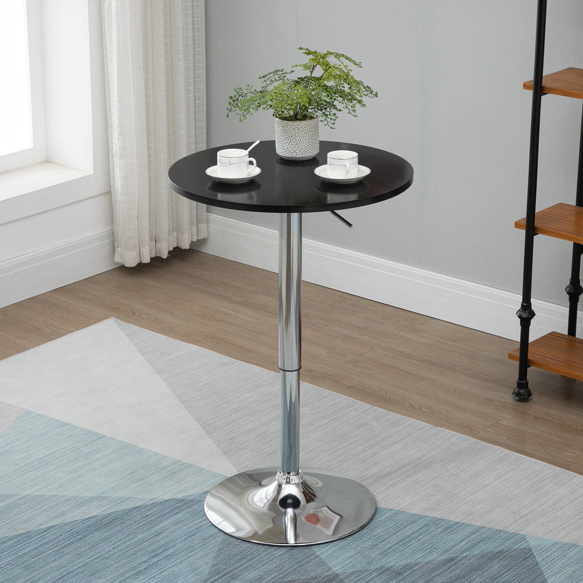 Bartisch modern rund Esstisch 360° Drehtisch höhenverstellbarer Bistrotisch Stehtisch Küchentisch Stahl Schwarz Ø61 x 70-90 cm