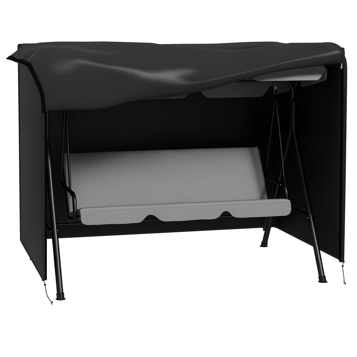 205 x 124cm Three-Seater Swing Chair Protective Cover Black