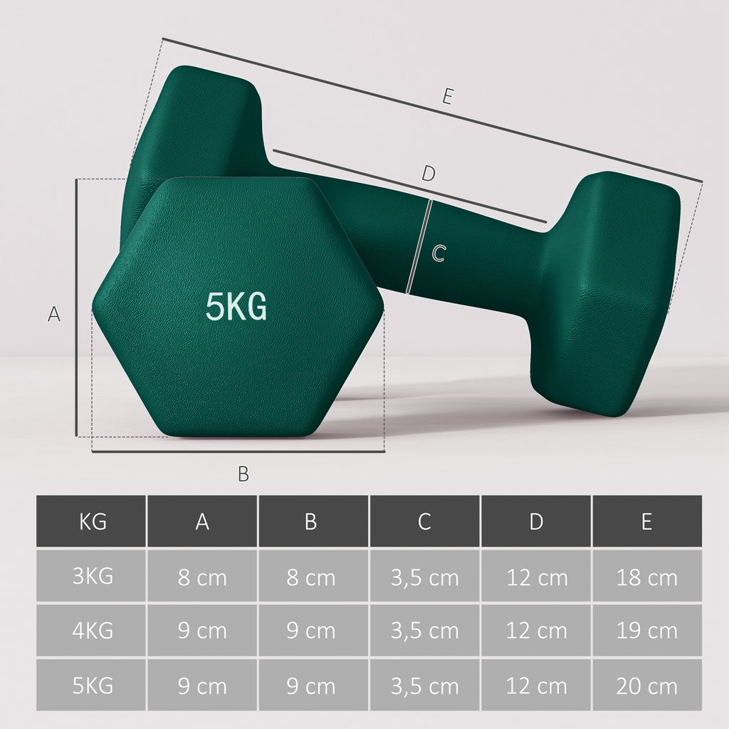 Hantelset mit Aufbewahrungsgestell, Set mit 6 Hanteln f¨¹r Fitness-Training, 2 x 3kg, 2 x 4kg, 2 x 5kg