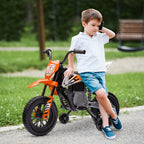 Elektro-Motorrad f¨¹r Kinder, 12V Kindermotorrad mit Musik, Kinderfahrzeug mit Trainingsr?dern, 3-6 Jahre, Orange