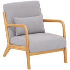 Eleganter Lounge-Sessel mit Holzrahmen und Schaumstoff-Polsterung, Samtoptik, für Wohnzimmer, Schlafzimmer, Grau
