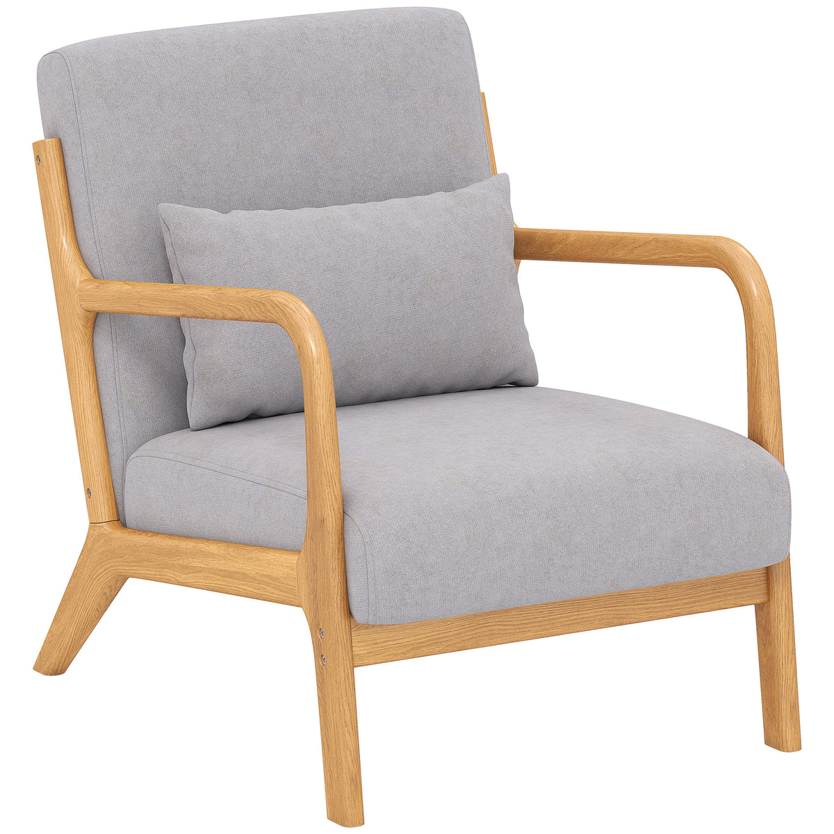 Eleganter Lounge-Sessel mit Holzrahmen und Schaumstoff-Polsterung, Samtoptik, für Wohnzimmer, Schlafzimmer, Grau
