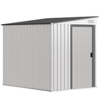 7 x 5ft Galvanised Metal Shed, with Sliding Door - White