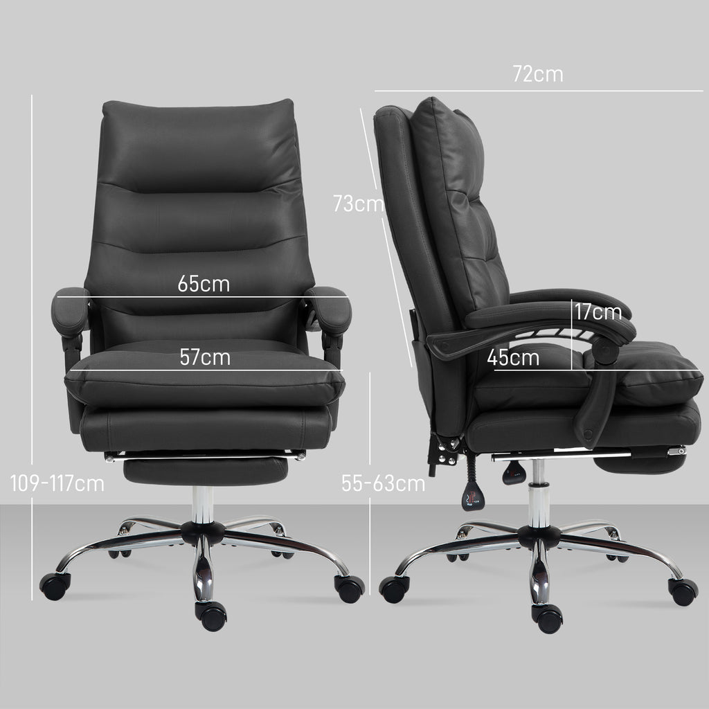 B¨¹rostuhl mit Massagefunktion, beheizbar, neigbar, Kunstleder, 65x72x109-117cm, Schwarz