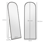 162cm Aluminium Frame Standing Mirror - Black