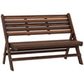 Gartenbank für 2 Personen, rustikales Design, klappbar, Naturholz, 122 x 63 x 83 cm, karbonisierte Oberfläche