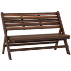 Gartenbank für 2 Personen, rustikales Design, klappbar, Naturholz, 122 x 63 x 83 cm, karbonisierte Oberfläche