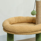 Kratzbaum 98 cm hoch Katzenbaum mit Höhle, Katzenbett Blätter-Design, Jutestämme, 2 Spielbälle für Katzen unter 5 kg