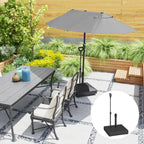 Garden Parasol Base with Adjustable Wheels and Handle, Garden Sun Umbrella Base Parasol Stand, Filled Up to 55kg with Stand, 45kg with Water for 35, 38, 48 mm Poles, Black