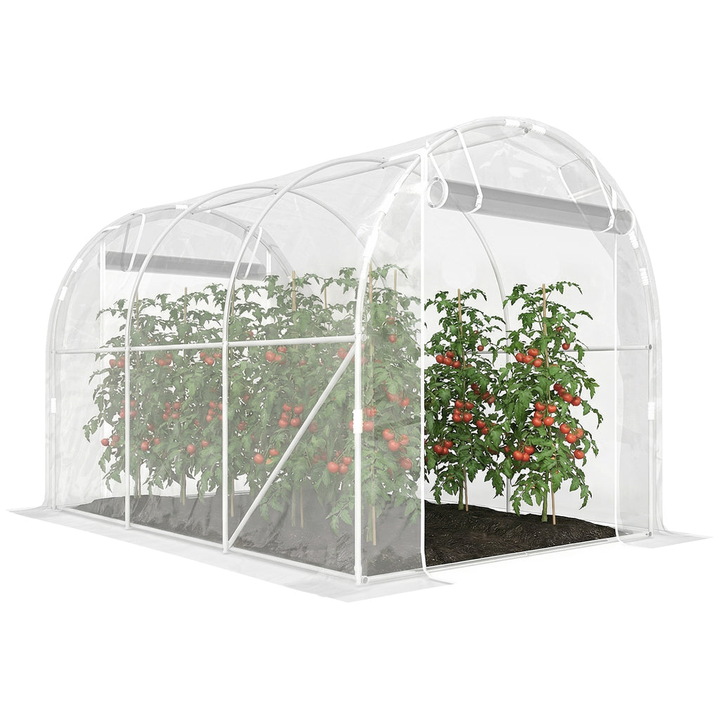Polytunnel-Gewächshaus, begehbares Gewächshaus mit verzinktem Stahlrahmen und UV-beständiger PE-Abdeckung, transparent