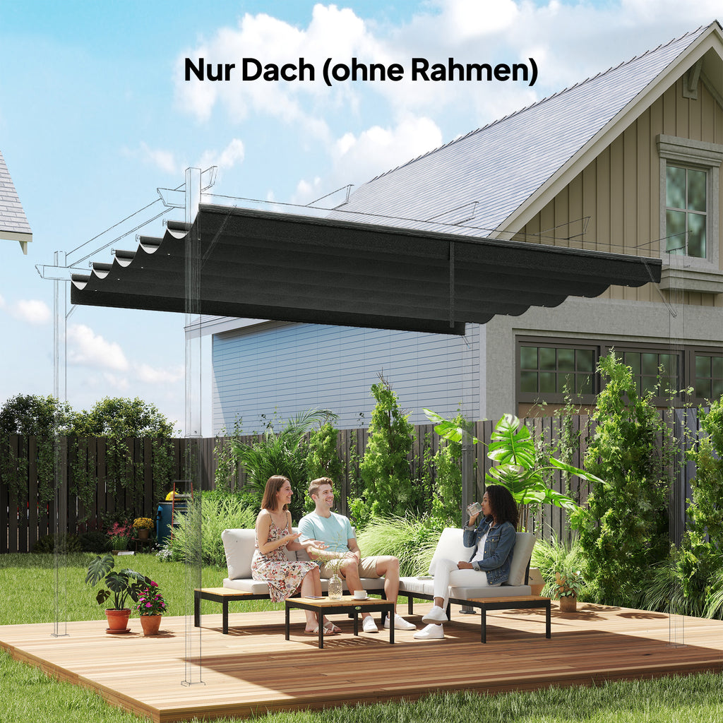 Retractable Pergola Cover, 2.55 x 2.5 m Replacement Canopy Fabric for 3 x 3 m Frame, Roof Top Only, Dark Grey