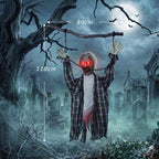110cm Screaming Animated Hanging Halloween Decoration, Sound Touch Activated Zombie Decor with Glowing Red Eyes