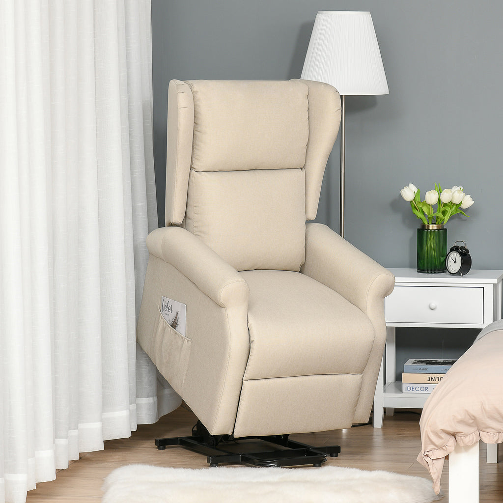 Relaxsessel, Aufstehhilfe, Liegefunktion, bis 200kg, 72,5x94x109cm, Creme