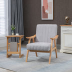 Sessel im Skandi-Design, Samtoptik, Massivholz; 68 cm x 74 cm x 82 cm, Natur + Grau