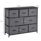 Chest of Drawers with 8 Foldable Drawers, 3-Tier Fabric Bedroom Dresser, Clothes Storage Unit for Bedroom Living Room, Dark Grey