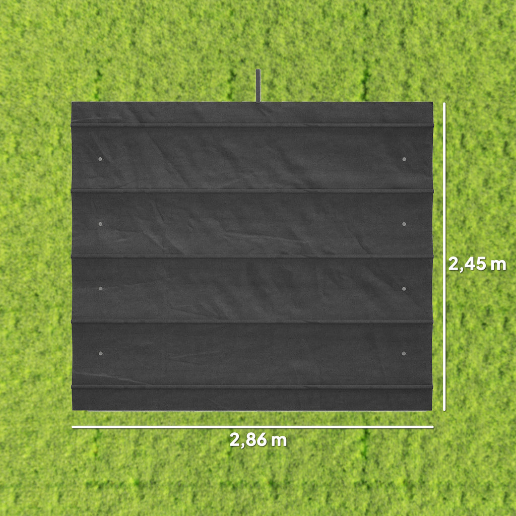 Pergola Cover Roof, 2.86 x 2.45 m Retractable Sun Shade Top for 3 x 2m Pergola Frame, UV30+ Protected, Dark Grey
