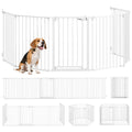 Haustierzaun, 6-Panel-Barriere mit Tür, faltbar, für kleine & mittelgroße Hunde, Kunststoff, Kohlenstoffstahl, Weiß